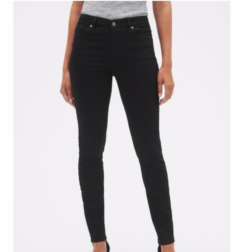NWT Gap easy leggings black stretch skinny jeans 26S 26 short brushed denim